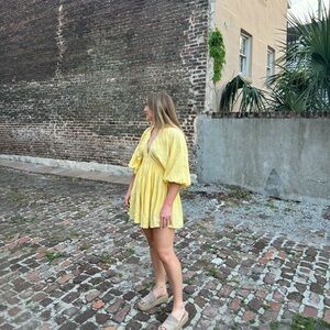 Free People Yellow Mini Dress